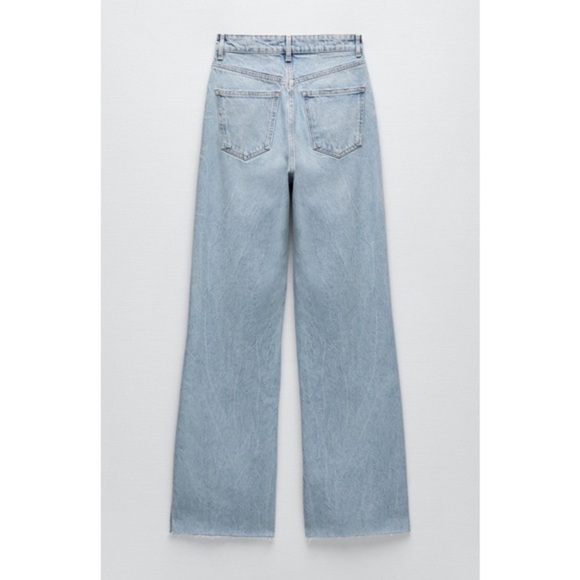 BRAND NEW! INFLUENCER ZARA High Rise Ripped Wide Leg Light Blue Jeans Size 2 - Picture 14 of 15